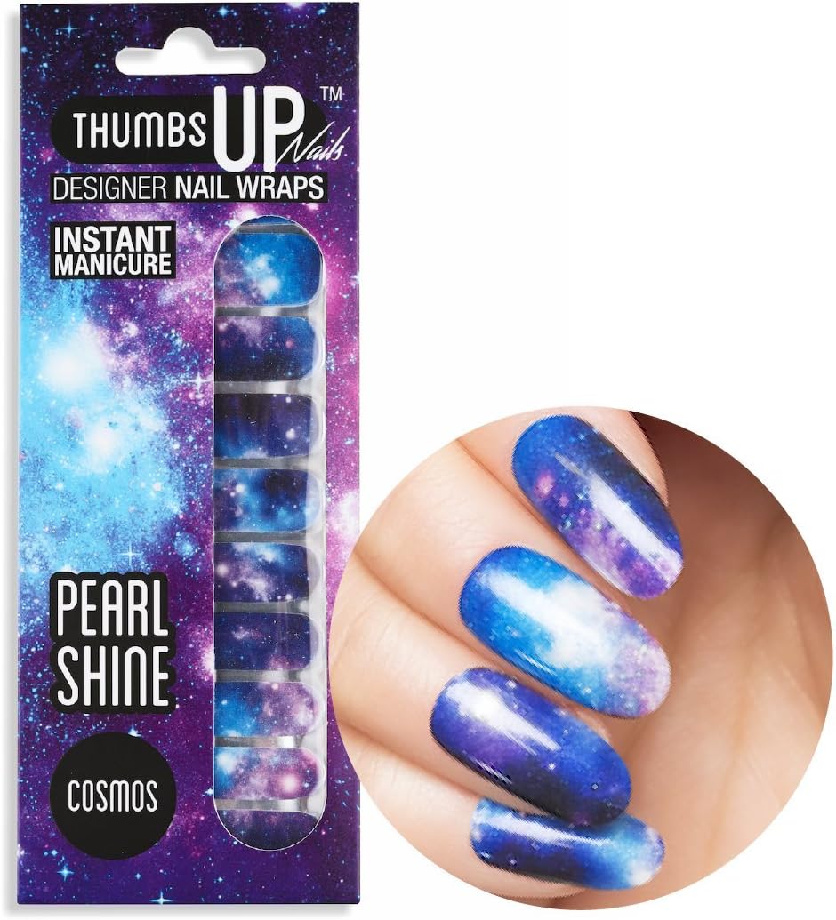 ThumbsUp Nails Cosmos Galaxy Pearlescent Nail Wraps/Self-adhesive/Nail Foil Polish Strips/Full Coverage Nail Art Stickers / 20 Wraps Per Pack