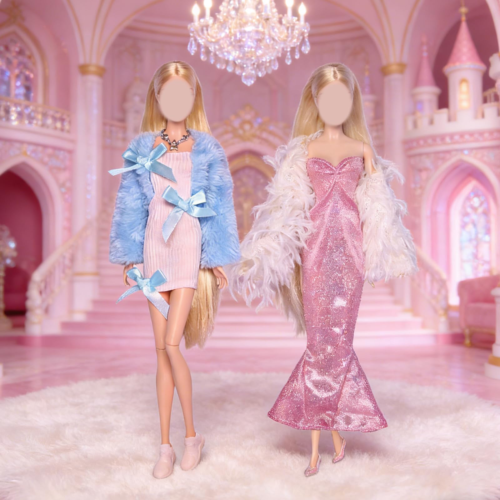 20 Pezzi Abbigliamento e Accessori, Compatibile con Barbie, Abito a Sirena, Gonna in Pelle, Gonna Maglione, Abito Slim Fit, 2 Set Abito e Cappotto di Pelliccia, per Bambole da 11,5 Pollici