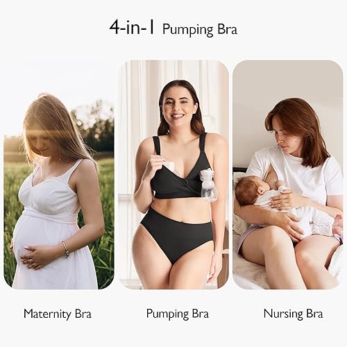 Miniatura 4 de Momcozy Lycra Pumping Bra Hands Free with Fixed Padding, Comfortable Support Pumping and Nursing Bra in One