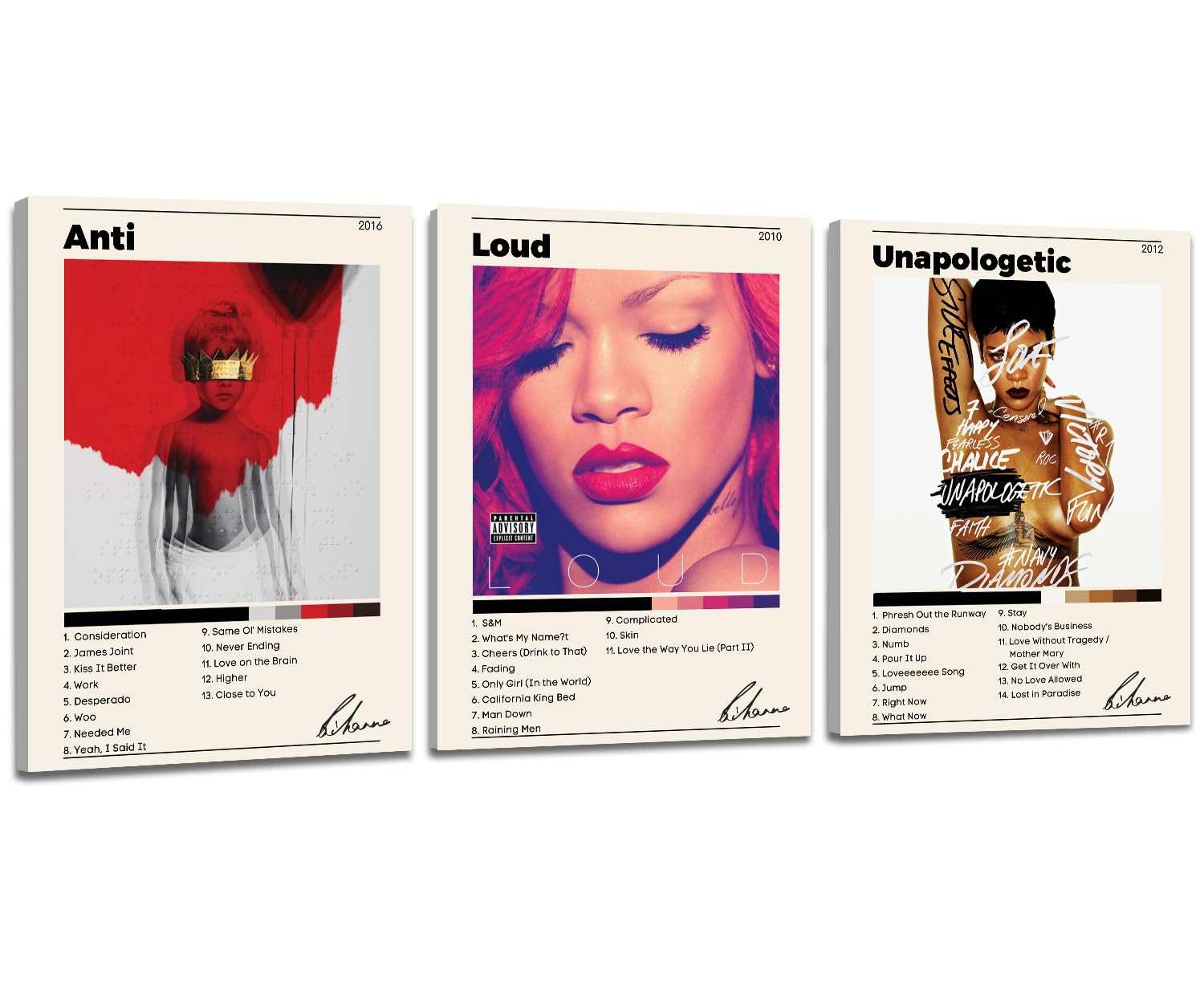 Album Cover Posters, Framed Album Cover Wall Art, Canvas Wall Art, Modern Wall Art for Living Room, Bedroom, Bathroom, 12"x16" with Hook, Set of 3 (RE)