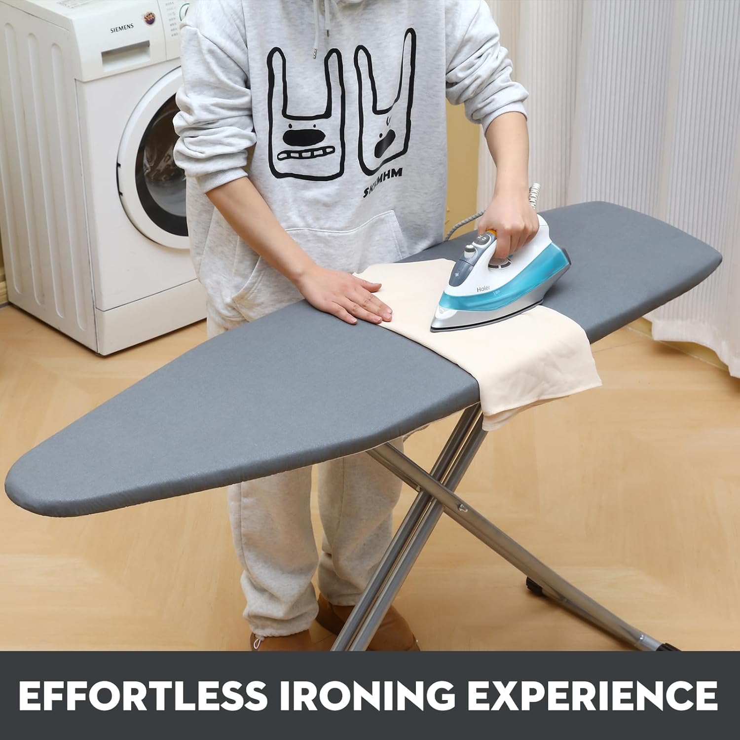 Ironing Board Cover and Pad, Standard Size 15x54 inch, Silver Coated 4 Layers Ironing Board Cover with Elasticized Edges, Extra Thick Padding, Easy Fit, Scorch Resistant - Gray