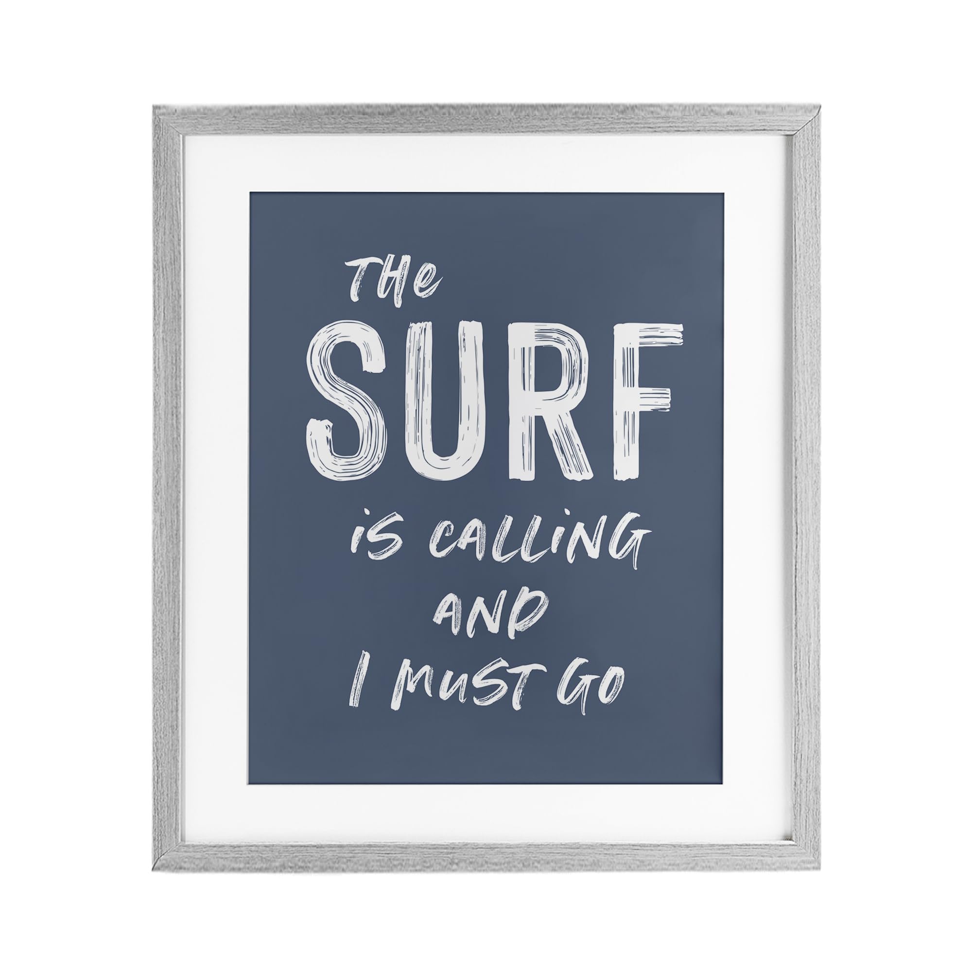 Affiche encadrée Surf Is Calling oeuvre d'art grise de salon 40x33 cm