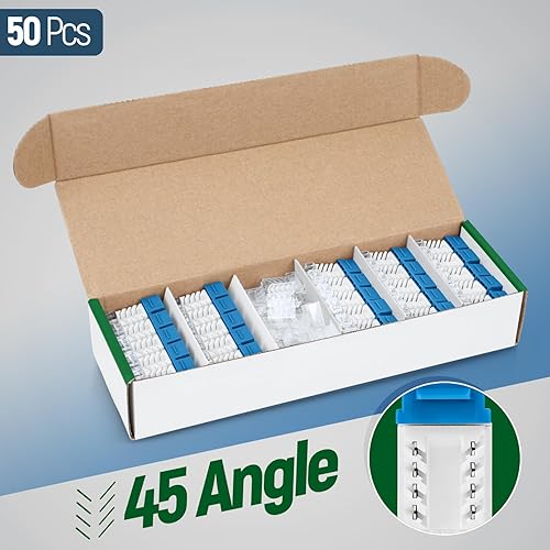 Miniatura 109 de Everest - Paquete de 50 conectores Keystone RJ45 Cat6 en ángulo de 45°, color blanco, conectores RJ45 hembra de perfil delgado, conector Keystone
