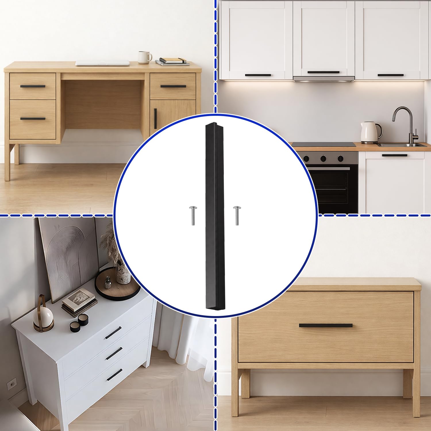 20x Maniglie per Mobili da Cucina 192x12x18mm Interasse Fori 160 mm | Maniglie Cucina y Mobili Realizzato in Alluminio Сolor Nero Opaco - Garanzia di 10 Anni - MONTERAL
