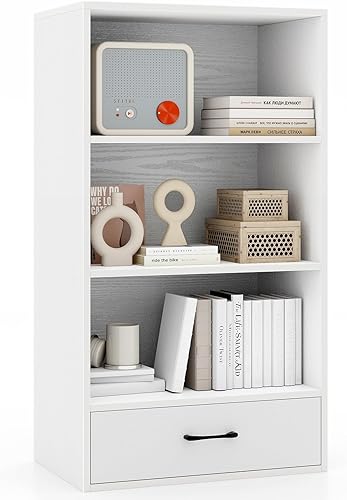 Miniatura 28 de Tangkula Estantería de 4 estantes con 2 cajones, estantería abierta de 4 niveles de 74 pulgadas de alto con 2 cajones deslizantes, dispositivo