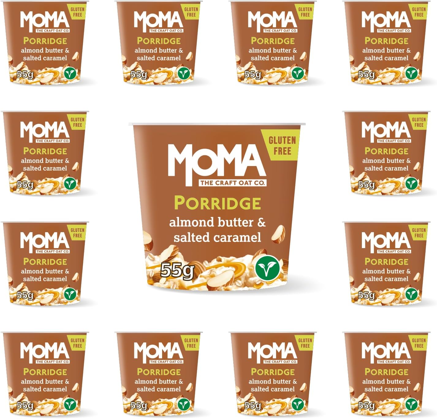  Moma Instant Porridge Pots - Almond Butter & Salted Caramel 
