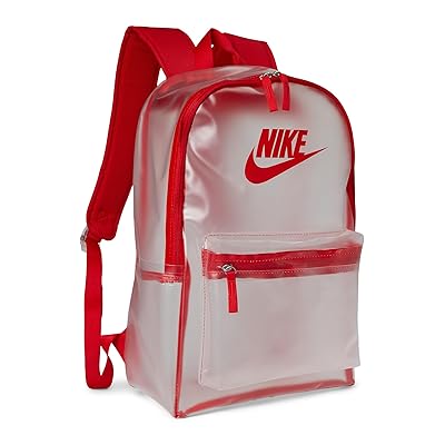 Nike Kids Heritage Crystal Backpack (25L) (Little Kid/Big Kid) Luggage Clear/University Red/University Red, Polyester/Polyurethane
