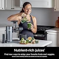 Vista 8 de Ninja JC151 NeverClog Exprimidor de prensa en frío, potente exprimidor lento con control total de pulpa, encimera, eléctrico, 2 funciones de pulpa