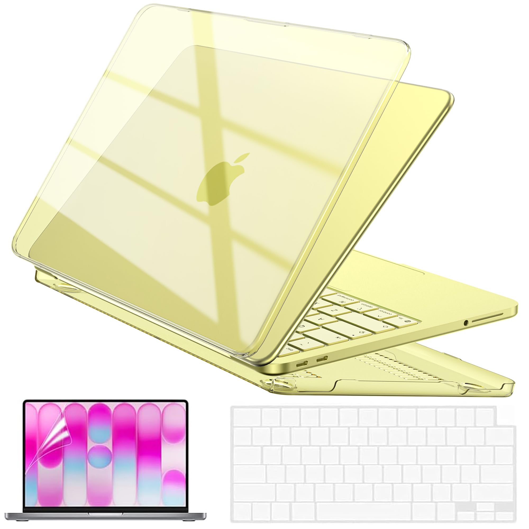 EooCoo Clear Case for Apple MacBook Neo Cover 13 inch 2026 Citrus A3404 | Compatible for Mac Neo 13" Plastic Snap-on Hard Shell Sleeve, Keyboard Skin, Screen Protector, Bright Laptop Skin Accessories