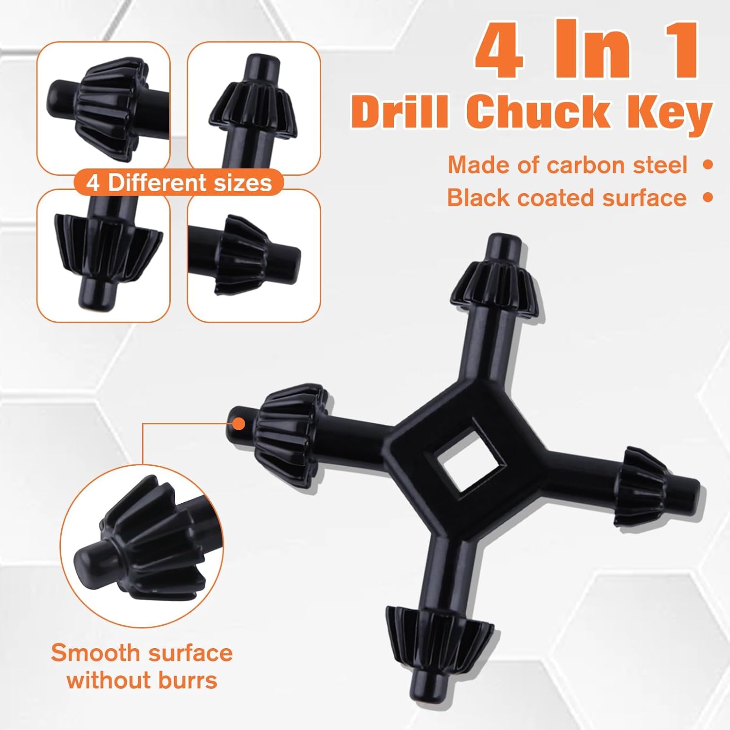 6Pcs Drill Chuck Key Wrench Set 3/4" 5/8" 1/2" 3/8" 1/4" Drill Press Chuck Key and 4 in 1 Drills Chuck Key Multifunctional Replacement Drill Clamping Wrench for Electric Drill Clamping Tool