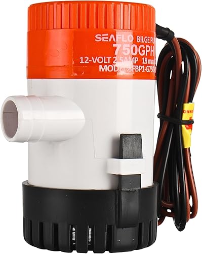 SEAFLO Bomba de sentina Serie 01 750 GPH  Salida de 12 V, 34 pulgadas, bomba sumergible marina con protección antibloqueo de aire, certificado CE y