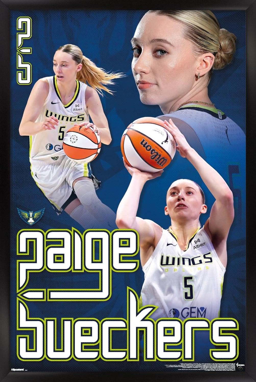 WNBA Dallas Wings - Paige Bueckers 25 Wall Poster, 34L" x 22.4W", Black Framed Version