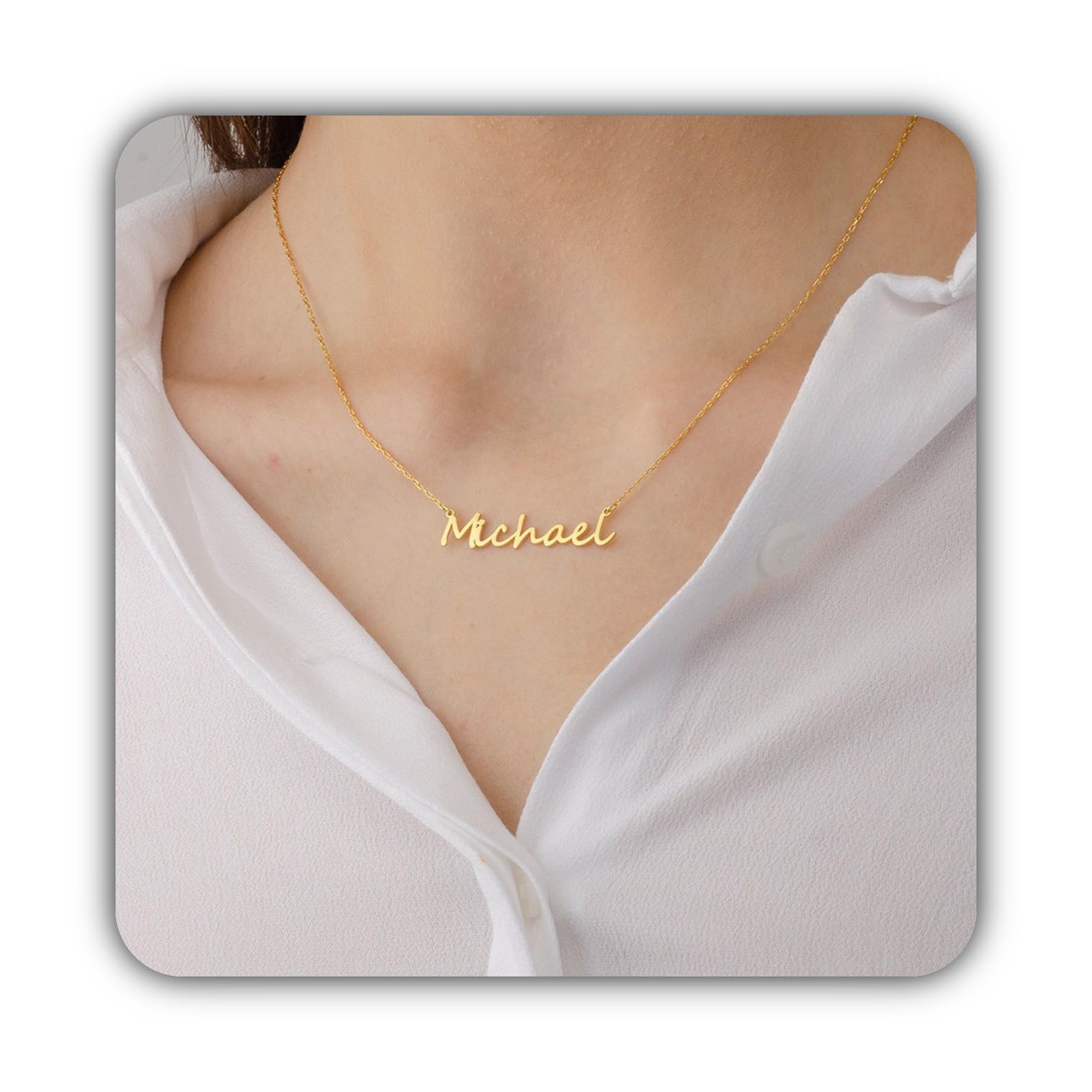 Plata de ley collar con nombre, personalizado joya Navidad para ella para mamá