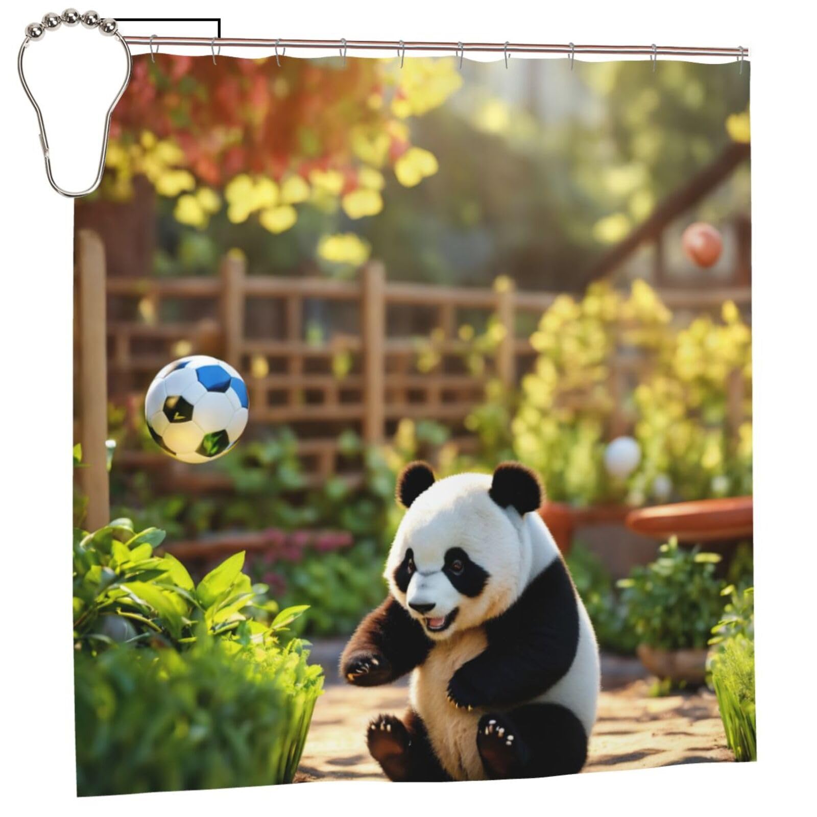 Rideau de douche panda pour éviter l'eau au sol et égayer vos matins