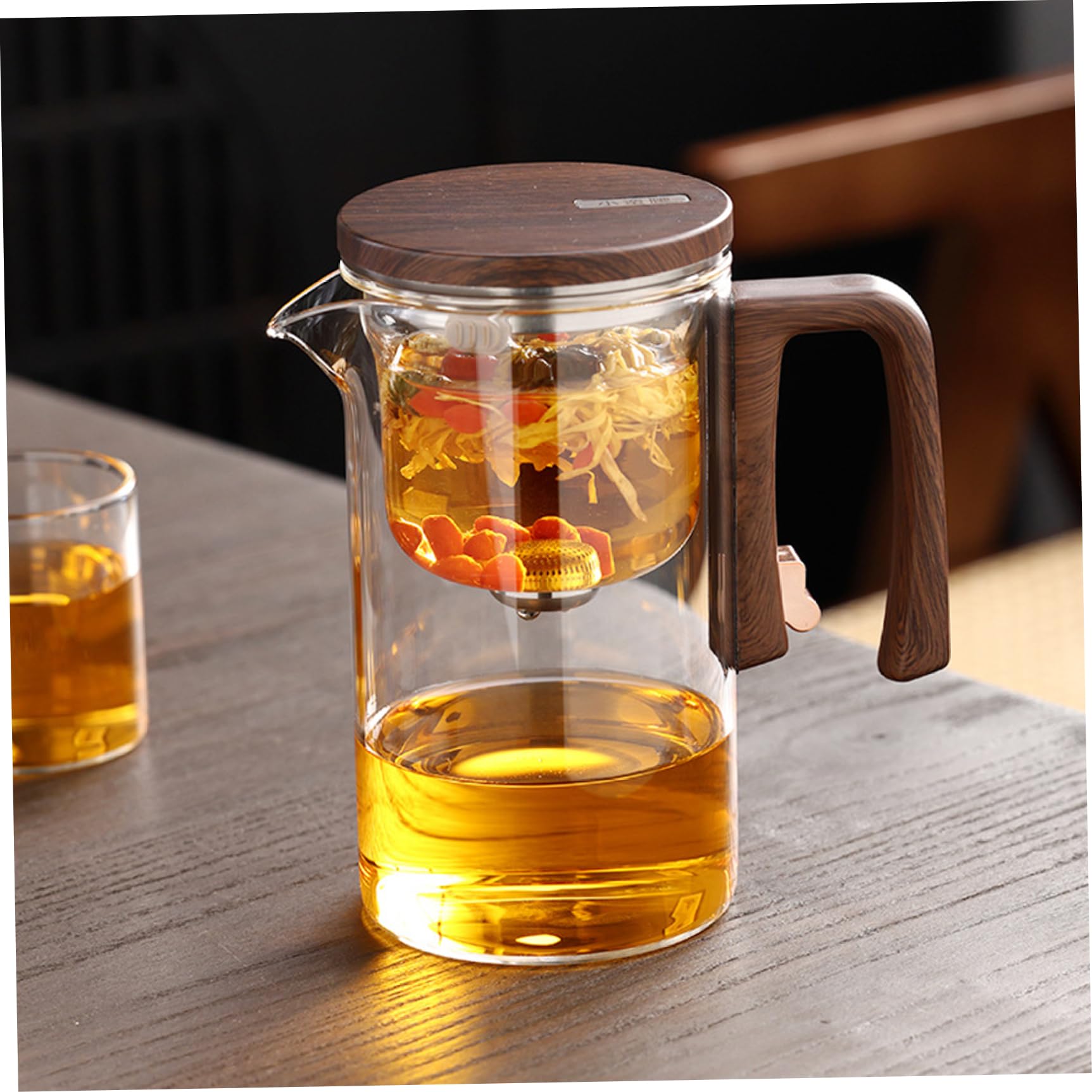 Théière magnétique avec poignée et Bec de 520 ML de Verre théière avec infuseur pour Une Lavable détachable résistante à la Chaleur en Vrac avec Couvercle pour la Maison, Bureau, ca