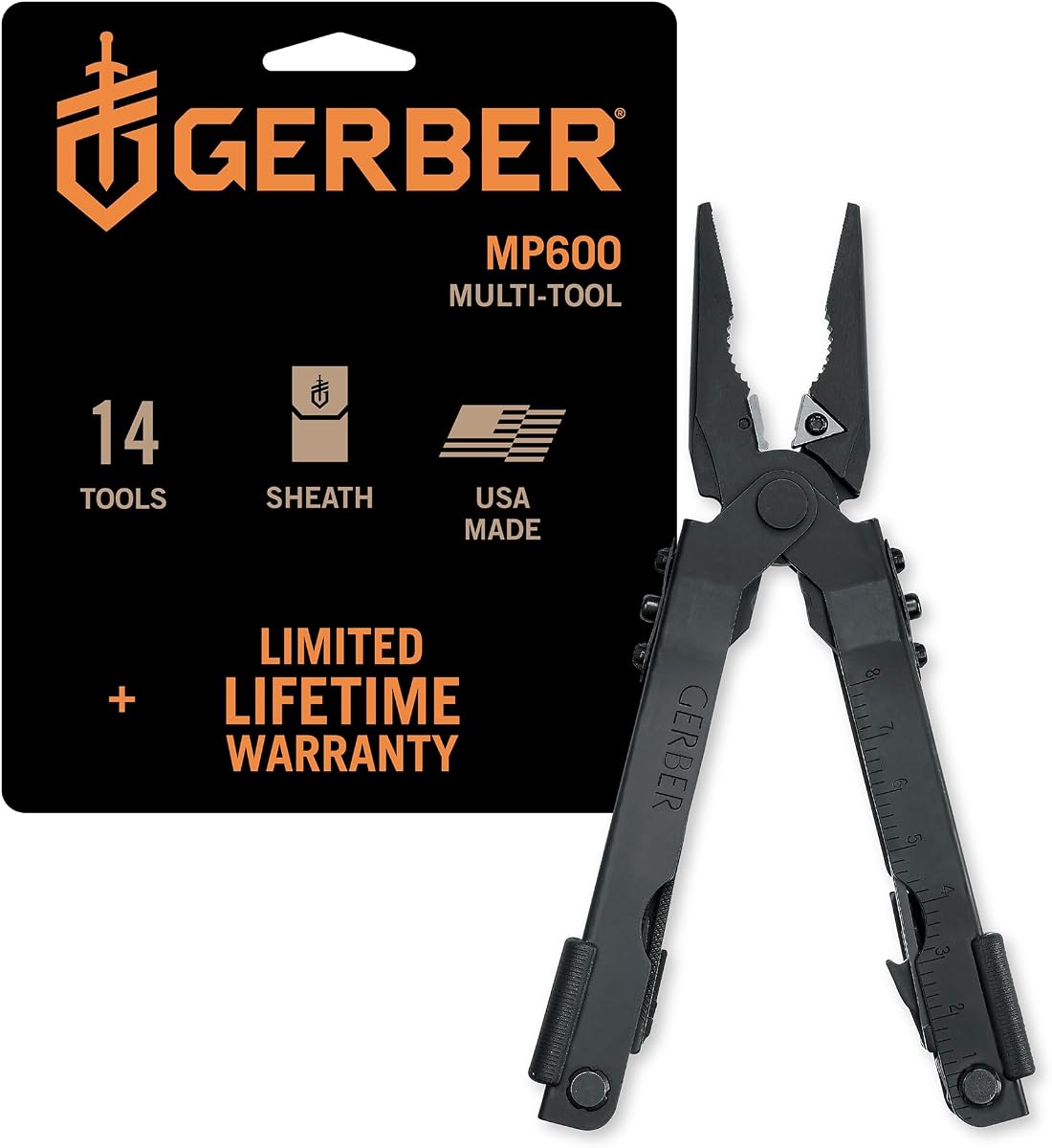 Engranaje 07550G1N Alicate de punta de aguja Multitool 600 Multi-Plier, negro