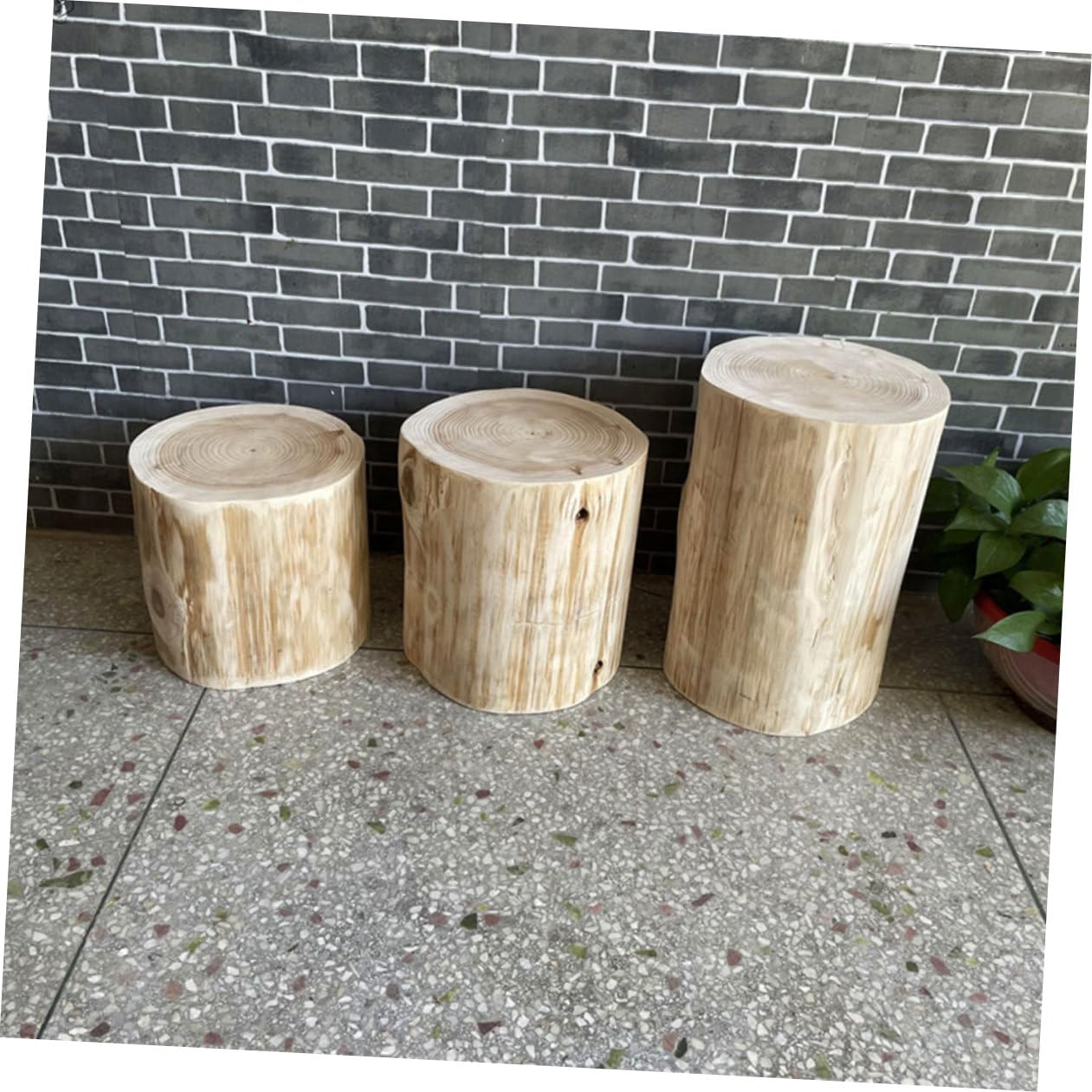 Mikikit Sgabello in Legno Massello Beige Multiuso senza Bave, Piccolo Sgabello Decorativo come Porta Candele o Espositore Artigianale