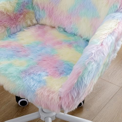 Miniatura 5 de DUOMAY Silla de escritorio para niños, silla de computadora tapizada colorida de piel sintética para niños y niñas, bonita silla giratoria de