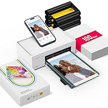 Liene M100 4x6'' Photo Printer, Phone Printer 100 Sheets &amp; 3 Cartridges, Full-Color Photo, Portable Instant Photo Printer for iPhone Android, Thermal Dye Sublimation, Wi-Fi Picture Printer 100 Papers