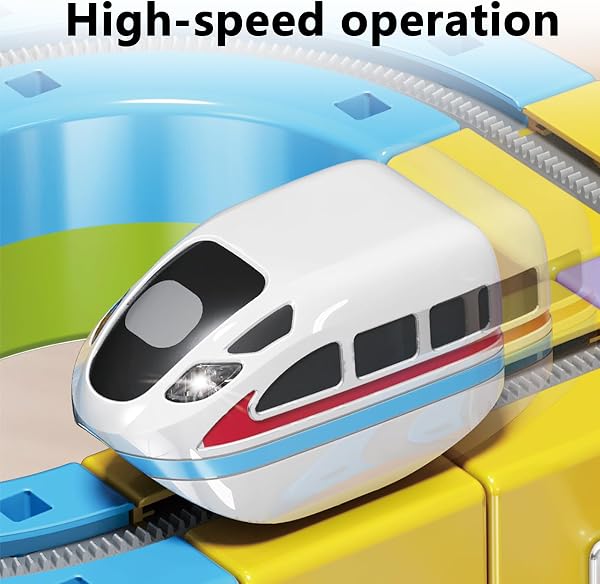 Vulaop Clickrail Electric Train Set Flexible Race Track, Elektrische Eisenbahn mit Stunt-Schienen, 360° Loopings & Brücken – Kreatives Magnet-Zug Set für Kinder, Förderung Motorik & Fantasie (51Pcs) - 5