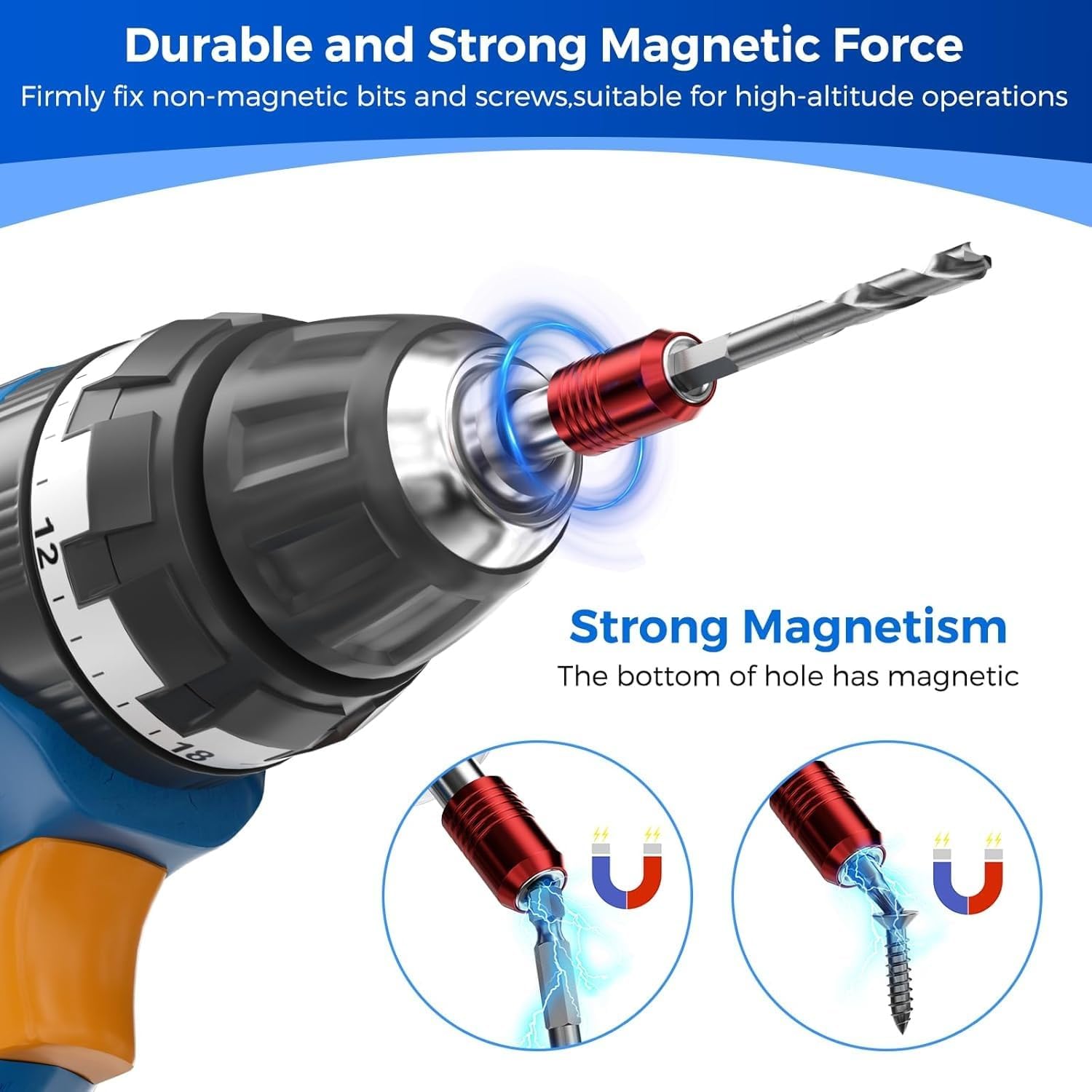 Drill Bit Extension Magnetic Bit Holder Quick Release 4 Piece (2.6+3.9+5.9+11.8 inch) Magnetic Drill Screwdriver Bit 1/4" Hex for Electric Drills Impact Drivers