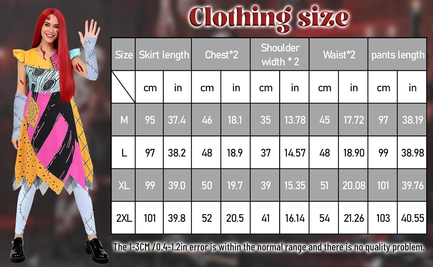 Kuberas Sally Costume for Adults Women Christmas Nightmare Sally Dress Wig Pants Accessories Halloween Cosplay Outfit - Image 7