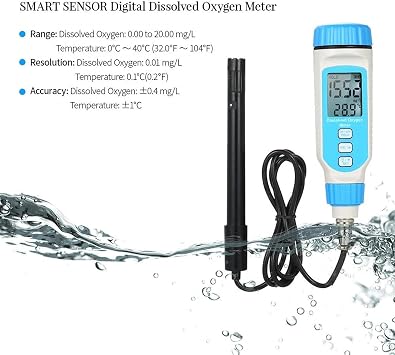 Digital Dissolved Oxygen Meter, Temperature Meter DO Sensor Dissolved Oxygen Levels Tester, DO Range: 0~20.00 mg/L for Swimming Pools, Water Aquaculture & Hydroponics