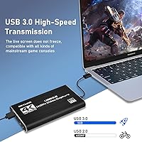 Vista 6 de Tarjeta de captura, 4K HDMI Audio Video Capture Card con Loop-Out, 1080P 60FPS juego Live Streaming Caputre Dispositivo para Nintendo SwitchPS4Xbox