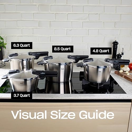 Miniatura 8 de Fissler Vitaquick - Juego de olla a presión premium, 6.3 cuartos de galón y tapa de vidrio
