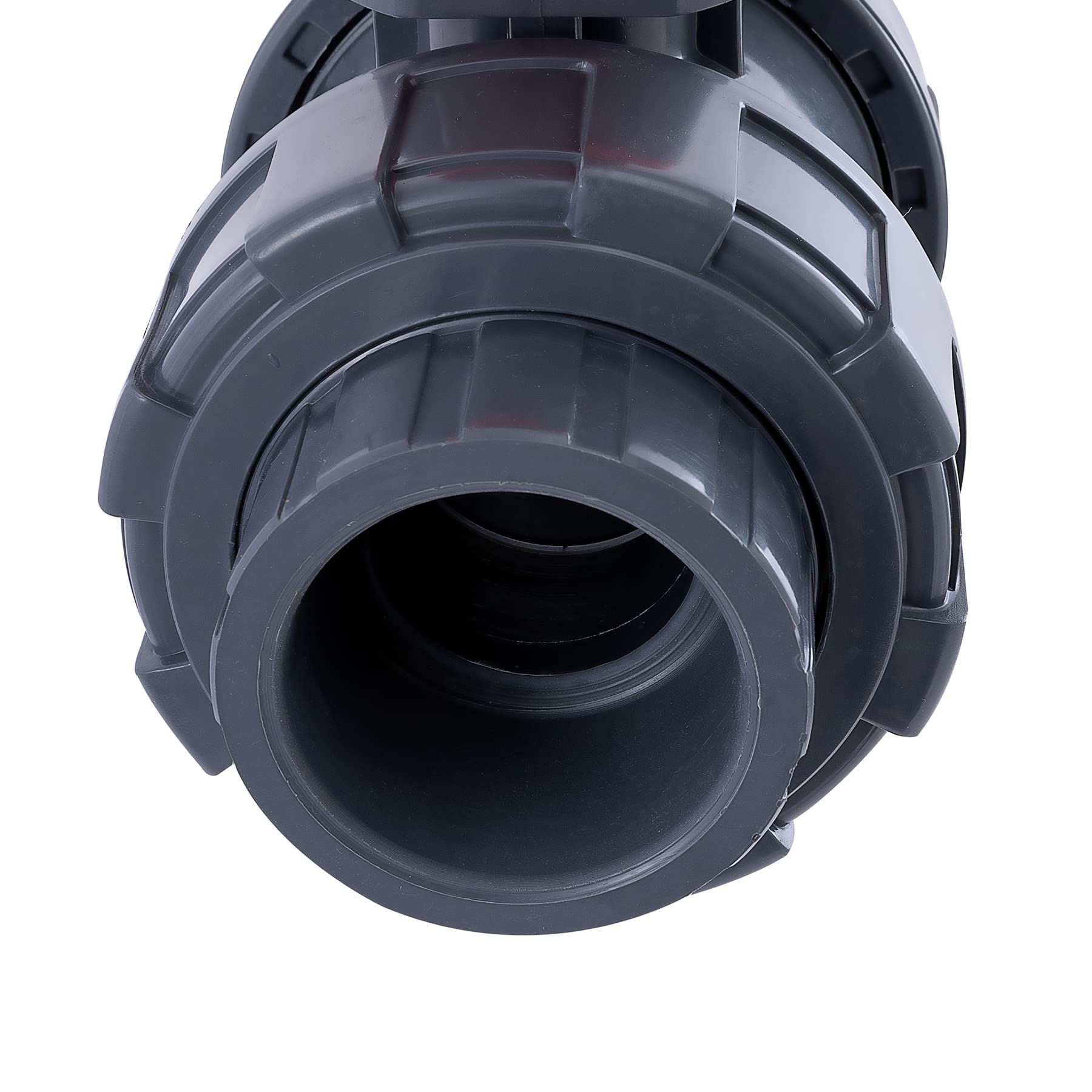 Válvula de bola de unión de PVC de 2 vías de 1.5 pulgadas, sistema de agua de unión rápida, puerto completo (1 1/2 pulgadas)