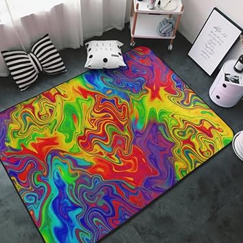 AMRANDOM Area Rug Psychedelic Infinity Non-Slip Area Carpet Resist Dirt Washable Floorcover Mat for Sofa, Living Room, Bedroom, Office, Dining Room