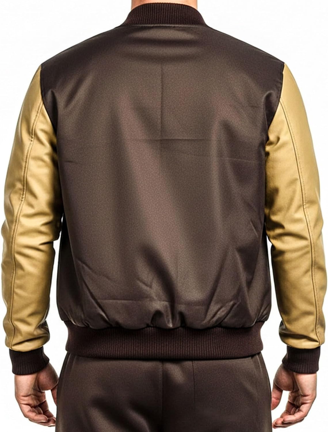 Men's Brown Letterman Jacket, Varsity Windbreaker, Waterproof, Water-Resistant Outerwear for Men