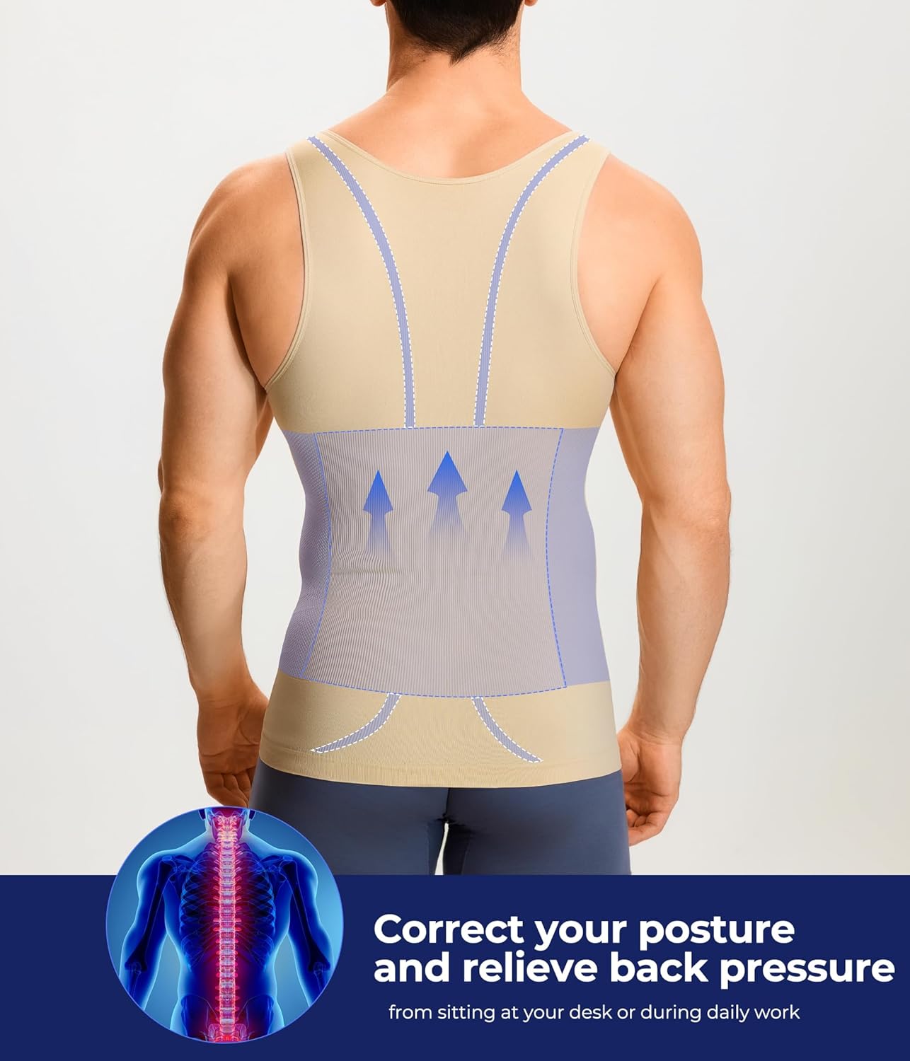 TAILONG Compression Shirts for Men Shapewear Slimming Body Shaper Waist Trainer Vest Workout Tank Tops Abdomen Undershirts - Image 4