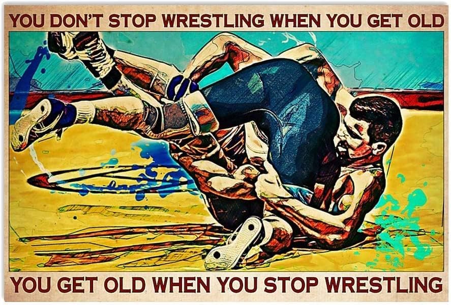 Miniatura 1 de Letreros de estaño de metal retro de lucha libre que no paras de lucha libre cuando tienes viejo carteles de lucha libre citas inspiradoras