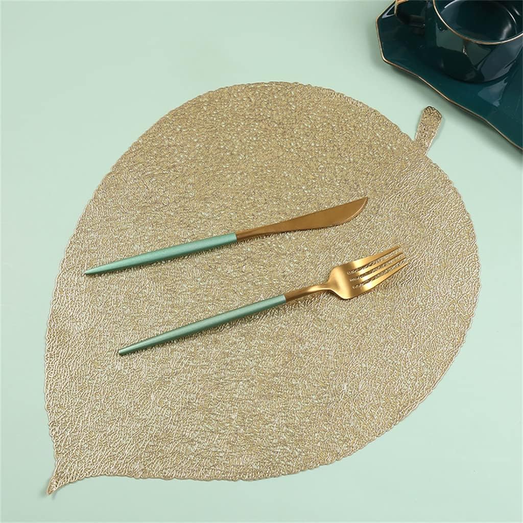 Leaf Placemat for Dining Table Round Coaster Insulation Home Washable Table Decoration(D)