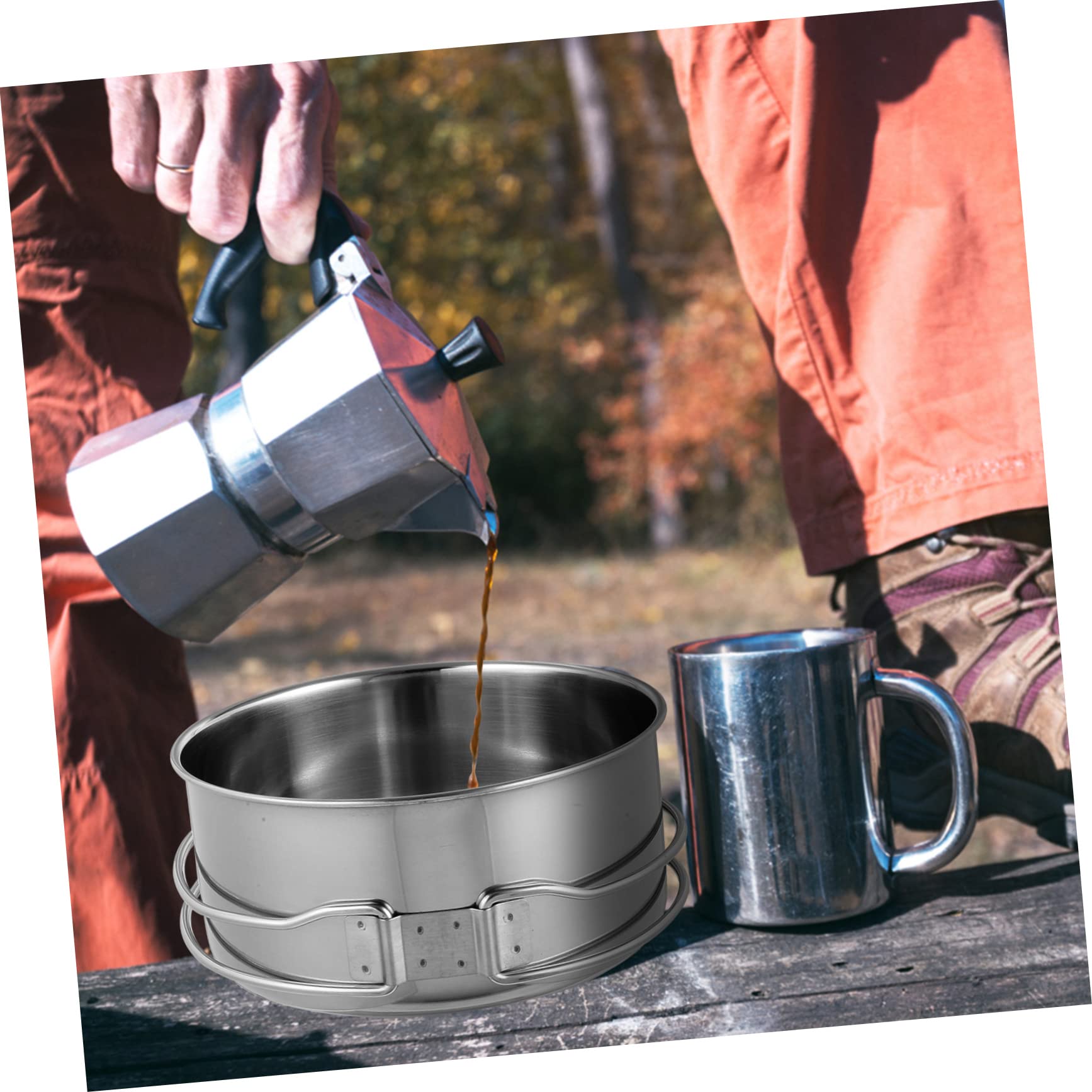 Toyvian Ustensiles De Cuisine en Acier Inoxydable Casseroles De Camping Portables Empilables Poêles Gigognes Équipement De Camping Peu Encombrant Poêle De Pique- Pliante Kit