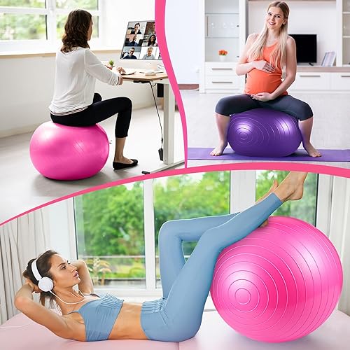 Miniatura 4 de 4 pelotas de ejercicio de yoga, pilates, embarazo, parto, fitness, 26 pulgadas, 9 pulgadas, con bomba rápida, antiestallidos para estabilidad,