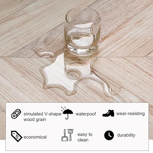 Miniatura 17 de Oxdigi Rollo de azulejos de vinilo grueso autoadhesivo, suelo de tablones de madera, impermeables, resistentes, fáciles de instalar, marrón, 23 x