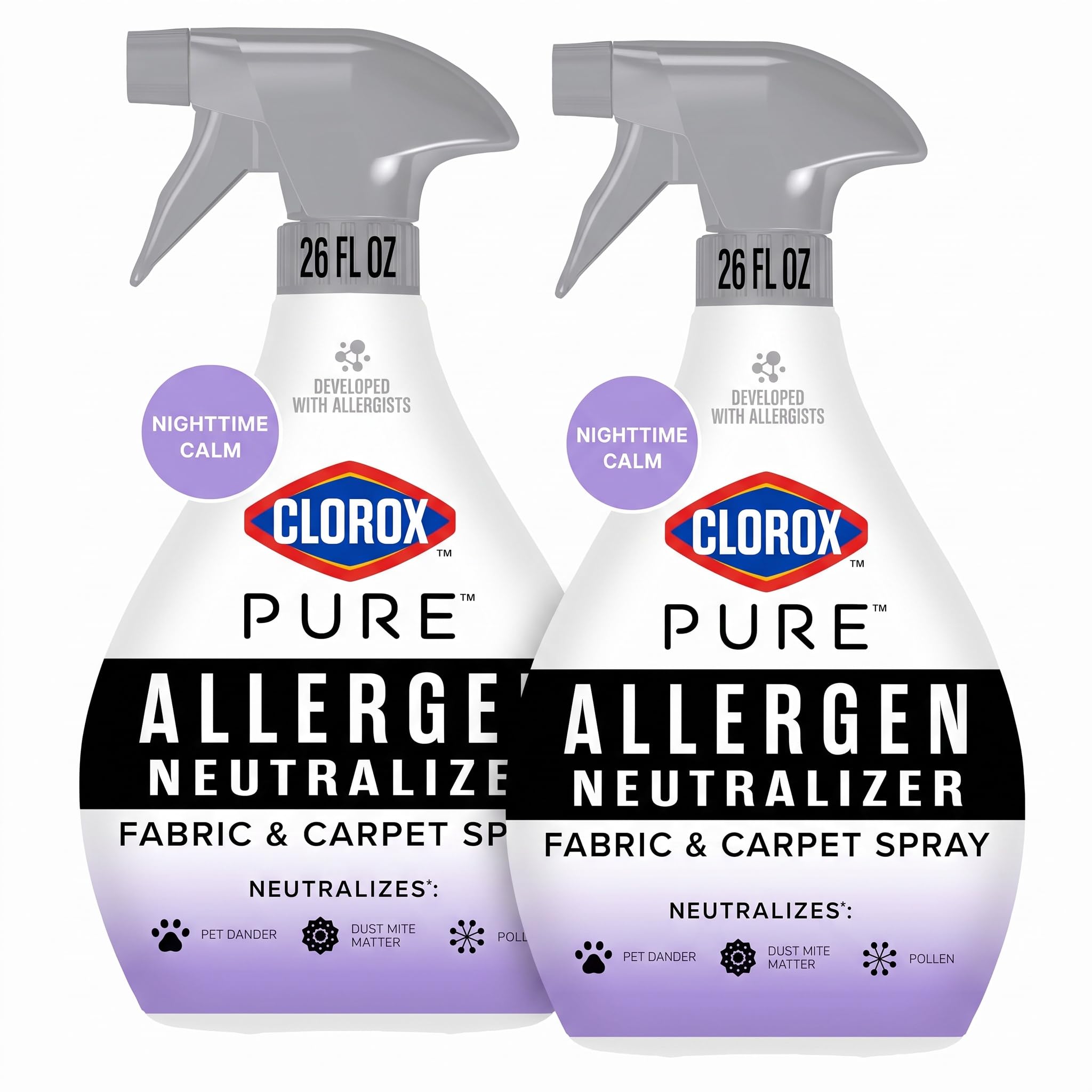 Clorox PURE Allergen Neutralizer Fabric and Carpet Spray, Nighttime Calm, 26 Fluid Ounces (Pack of 2)