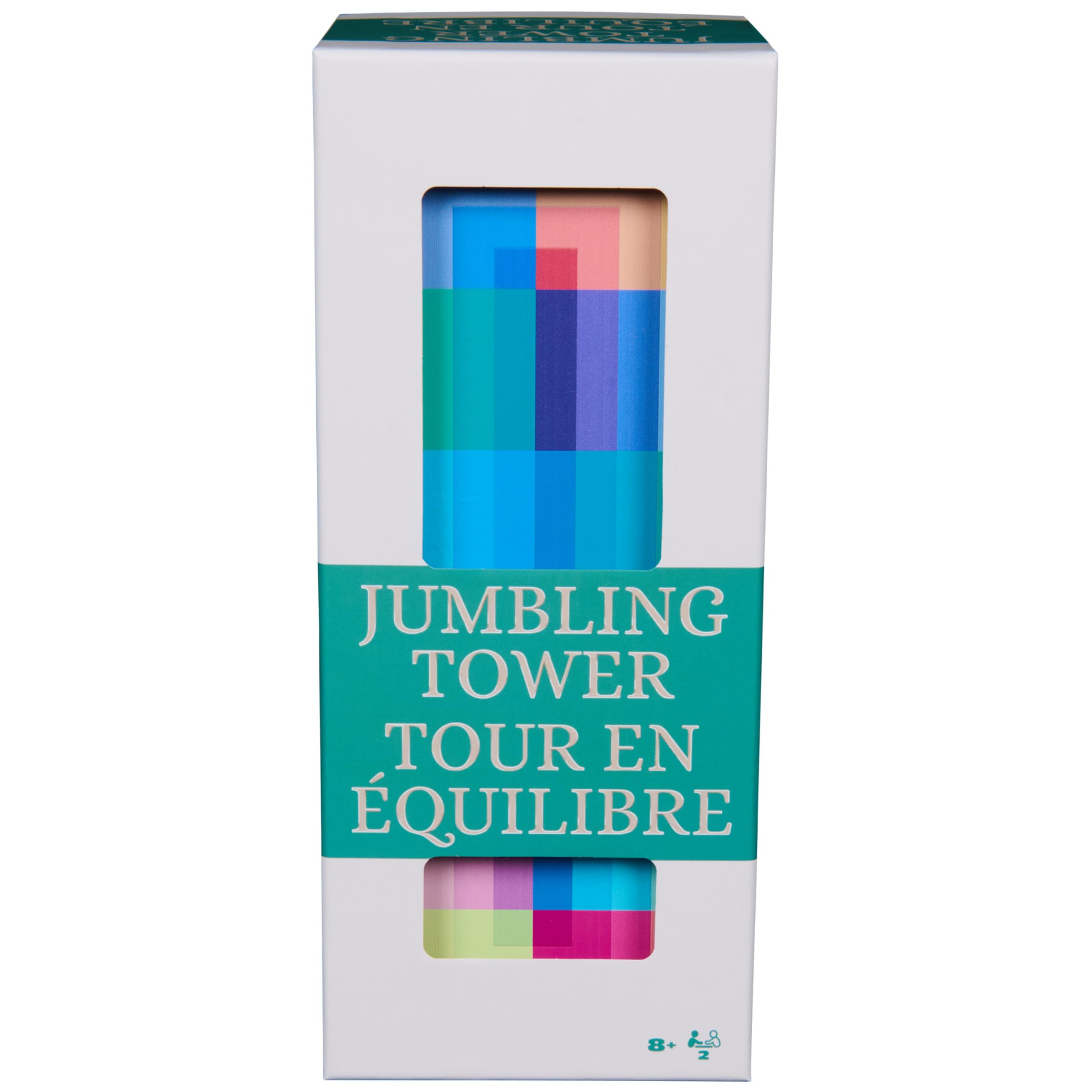 Spin Master Games, Color Classics Jumbling Tower, klassisches Stapelblöcke, Turm-Spiel, aus Holz, buntes und modernes Couchtisch-Dekor, für 2+ Spieler, ab 8 Jahren