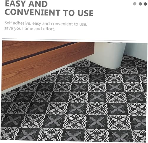 Vista 5 de Housoutil 10 Pcs Floor Stickers Floor Tile Sticker Vinyl Tile Stickers Kitchen Tile Decals Removable Tile Tiles Waterproof Sticker Self Adhesive