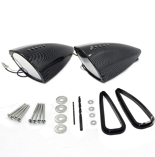 Miniatura 8 de HTTMT - Espejos laterales de visión trasera LED para cerdo de montaje lateral compatibles con la mayoría de los modelos de motocicletas japonesas PN