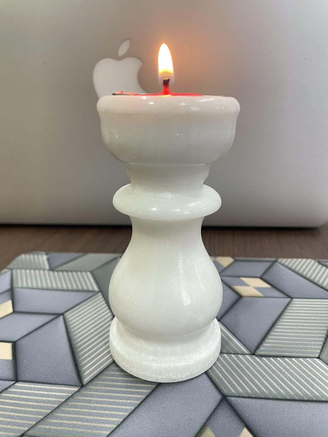 Tiara Overseas Handicrafts White Marble Candle Pillar | Holders |Stand for Home | Office | Restaurant | Dinner Romantic Date| Table Decorative Stone Made (White, 1 Piece, 4 inch)-image-9