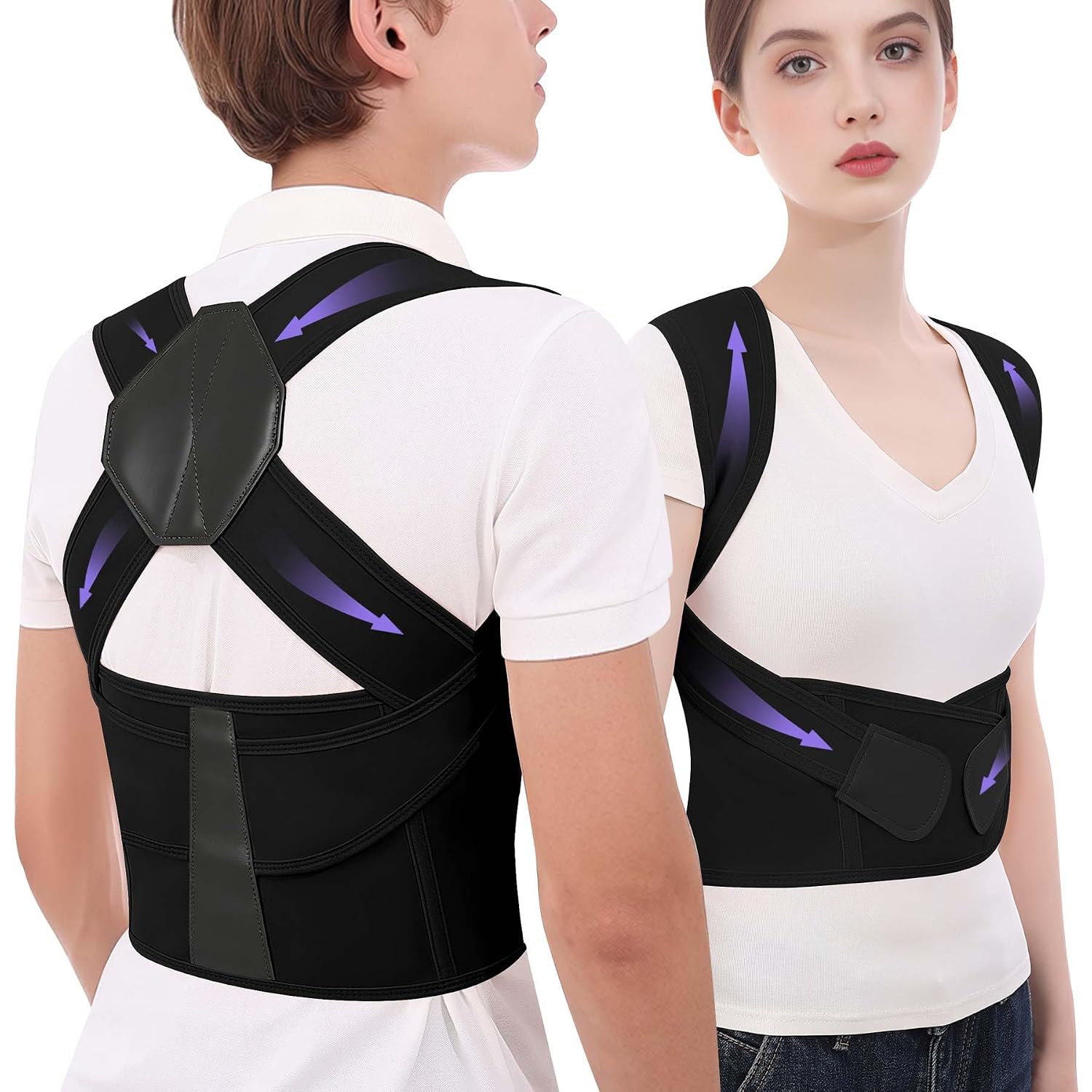 Posture Corrector for Women and Men Back Brace Upper Back Support Adjustable Breathable Shoulder Straightener Hunchback Correction Clavicle Back Pain Relief Comfortable Daily Wear Black Medium