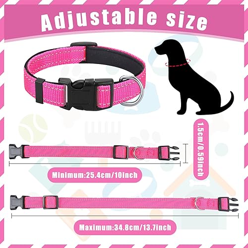 Miniatura 3 de 24 piezas de collar reflectante para perro, collar ajustable de nailon para mascotas, collares transpirables para cachorros con hebilla de bloqueo