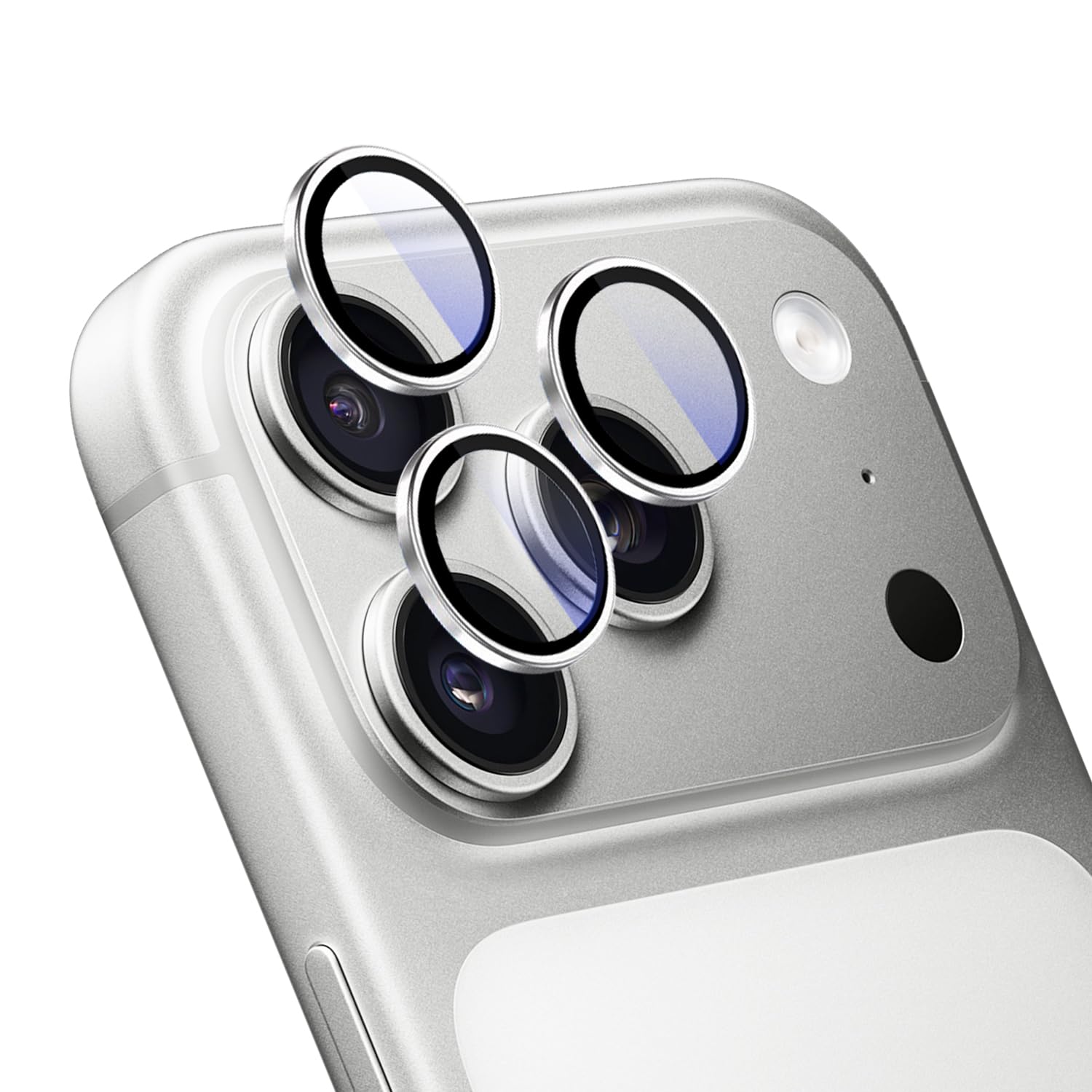 Apapeya iPhone 17 Pro/ 17 Pro Max用 カメラ保護フィルム レンズ保護 アルミ合金製 【強化ガラス・高透過写真】曇り防止 いPhone 17 プロ/ 17 プロ マックス レンズカバー カメラ保護フィルム 極薄 耐衝撃 キズ防止 フィット感 ガイド枠付き アイフォン 17proカメラ プロテクター シルバー