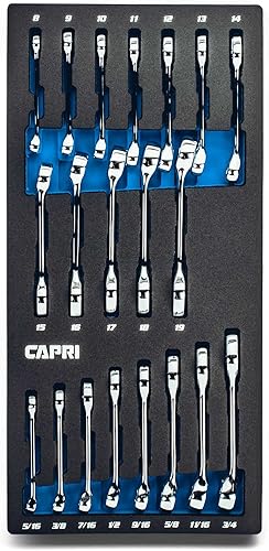 Miniatura 7 de Capri Tools XT90 WaveDrive Pro - Juego de llaves combinadas para tornillos regulares y redondeados (12 piezas métricas (rechonchas)  bolsa