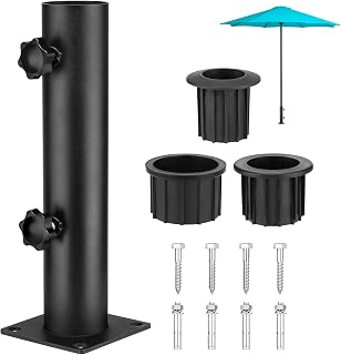 Lalafancy Patio Umbrella Base Stand 4" Square Table Umbrella Holder Outdoor Deck Umbrella Mount Double Hand Turn Knob Fitting φ1 1/4"-1 9/10" Poles for Patio Table, Balcony, Decks, Docks, Backyard