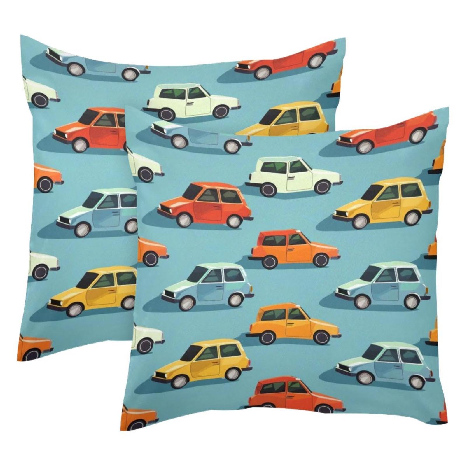 Housse de coussin velours motif voiture de qualité supérieure et finitions soignées 50x50