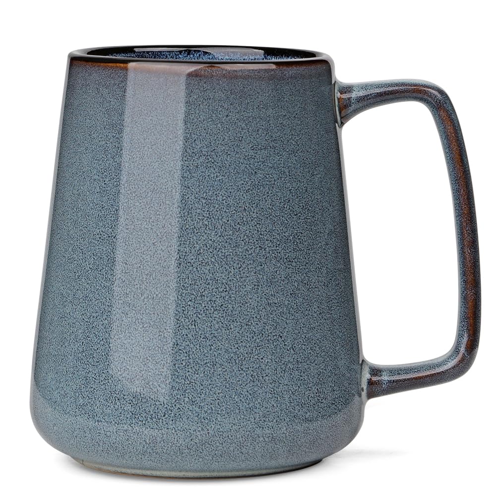 700ML Large Blue Ceramic Coffee Mugs with Big Handles - Extra Jumbo Tea Cup Mug for Office and Home, Gift and Present